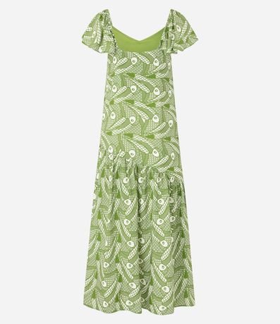 Vestido Largo en Chalis con Estampa de Tucanes Grandes y Volado Asimétrico 2