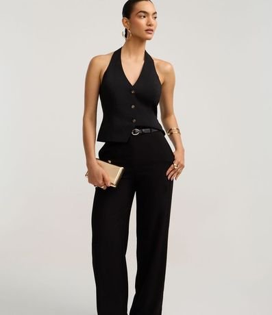 Pantalón Wide Leg Sastrería en Crepé con Cinturón PU 2