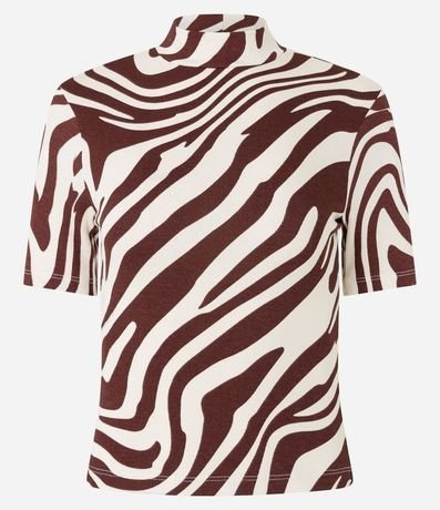 Blusa en Rib con Cuello Alto y Estampa Zebra 5