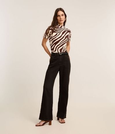Blusa en Rib con Cuello Alto y Estampa Zebra 2