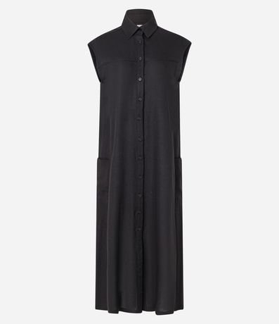 Vestido Chemise Plano en Lino con Botones 6