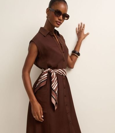 Vestido Chemise Plano en Lino con Botones 8