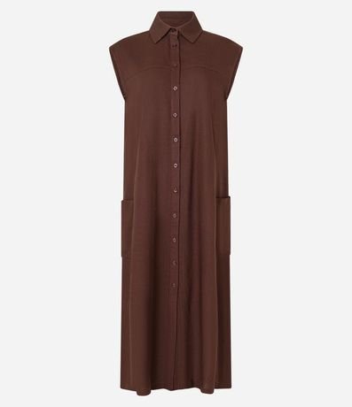 Vestido Chemise Plano en Lino con Botones 9