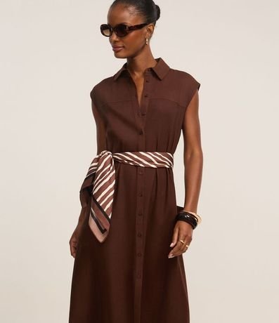 Vestido Chemise Plano en Lino con Botones 3