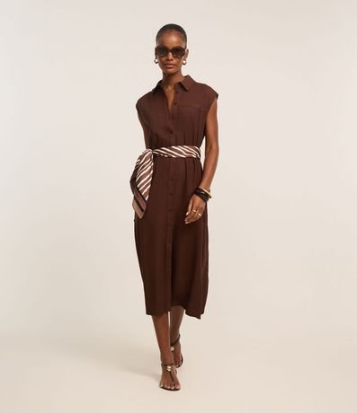 Vestido Chemise Plano en Lino con Botones 4