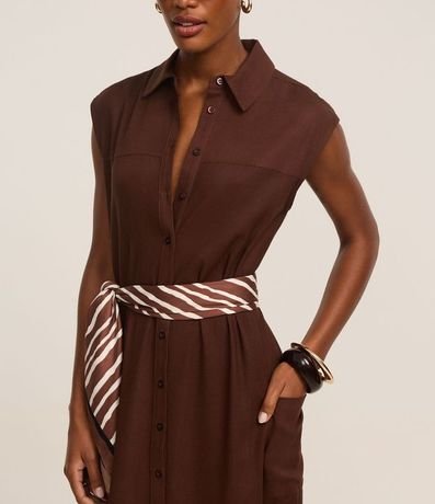 Vestido Chemise Plano en Lino con Botones 6