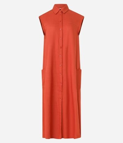 Vestido Chemise Plano en Lino con Botones 6