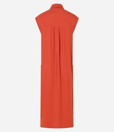 Vestido Chemise Plano en Lino con Botones 7