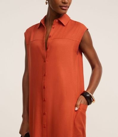 Vestido Chemise Plano en Lino con Botones 5
