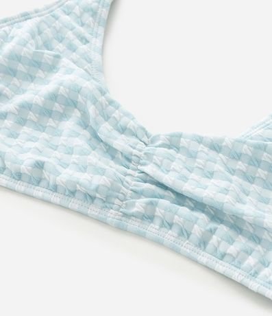 Bikini Infantil en Microfibra con Estampa de Cuadros Vichy y Fruncidoss - Talle 8 a 16 años 8
