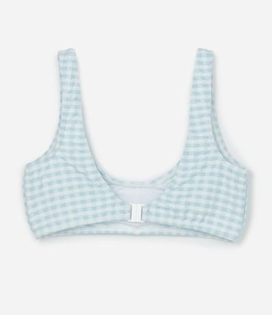 Bikini Infantil en Microfibra con Estampa de Cuadros Vichy y Fruncidoss - Talle 8 a 16 años 4