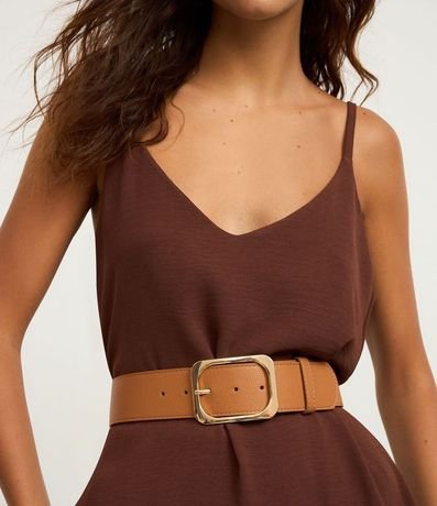 Cinturón Mediano en PU con Hebilla Quadrada