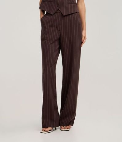 Pantalón Recto Sastrero en Crepé con Rayas de Hilo Teñido 3