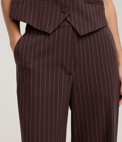 Pantalón Recto Sastrero en Crepé con Rayas de Hilo Teñido 4