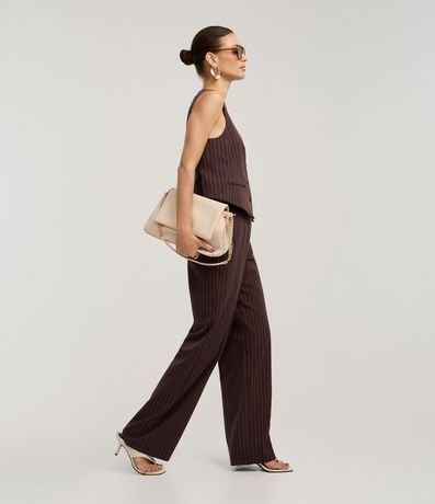 Pantalón Recto Sastrero en Crepé con Rayas de Hilo Teñido 5