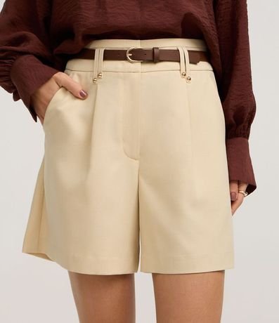 Short con Pliegues y Cinturón Estrecho de PU 2