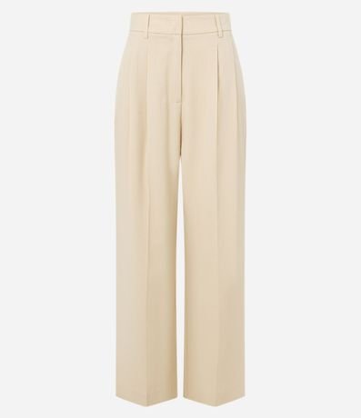 Pantalón Wide Leg Sastrería en Crepé con Pliegues y Frisos 6