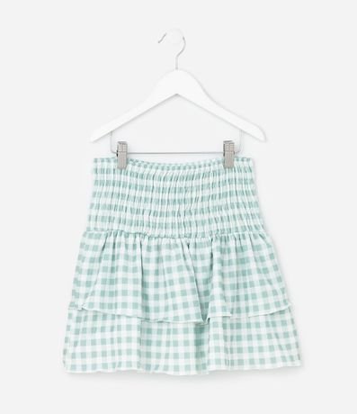 Pollera Corta Infantil en Anarruga con Estampa de Cuadros Vichy - Talle 5 a 14 años 2