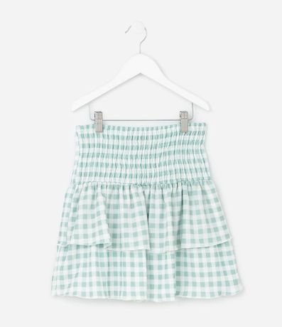 Pollera Corta Infantil en Anarruga con Estampa de Cuadros Vichy - Talle 5 a 14 años 3