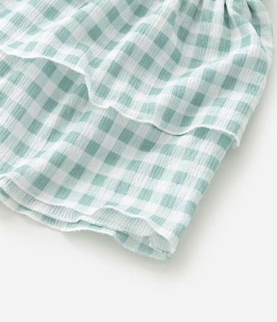 Pollera Corta Infantil en Anarruga con Estampa de Cuadros Vichy - Talle 5 a 14 años 5