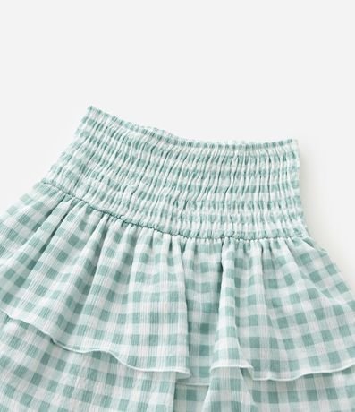 Pollera Corta Infantil en Anarruga con Estampa de Cuadros Vichy - Talle 5 a 14 años 6