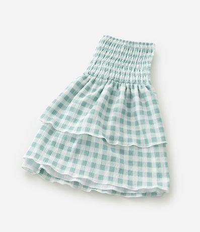 Pollera Corta Infantil en Anarruga con Estampa de Cuadros Vichy - Talle 5 a 14 años 7