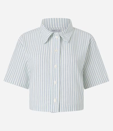 Camisa Cropped Rayada en Sarga 4