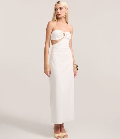 Vestido sin Breteles en Bengalina con Adornos en el Busto 2