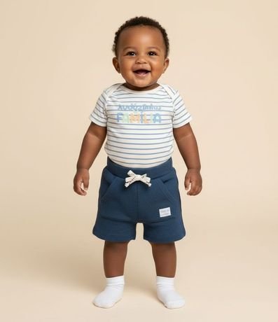 Bermuda Infantil con Bolsillo Canguro y Textura Waffle - Talle 0 a 18 Meses