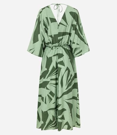 Vestido Evasê Midi en Viscosa con Estampa Follaje 6