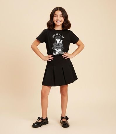Remera Infantil con Estampa de Merlina - Talle 5 a 14 años