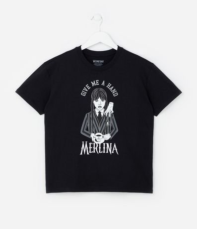 Remera Infantil con Estampa de Merlina - Talle 5 a 14 años