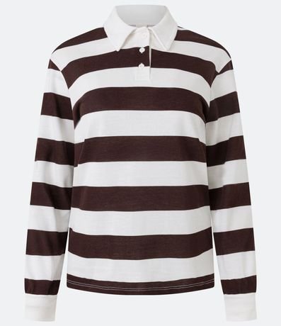 Blusa en Algodón con Cuello Polo y Rayas Horizontales 5