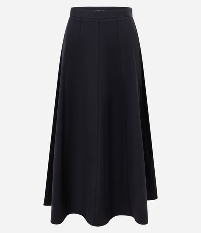 Pollera Evasê Midi en Bengalina con Recortes Pespontados 5