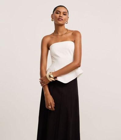 Pollera Evasê Midi en Bengalina con Recortes Pespontados 2