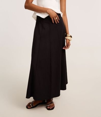 Pollera Evasê Midi en Bengalina con Recortes Pespontados 3