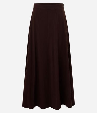 Pollera Evasê Midi en Bengalina con Recortes Pespontados