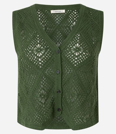 Blusa en Punto de Efecto Ganchillo con ruedo V 5