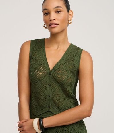 Blusa en Punto de Efecto Ganchillo con ruedo V