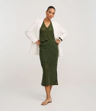 Blusa en Punto de Efecto Ganchillo con ruedo V 2