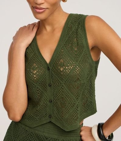 Blusa en Punto de Efecto Ganchillo con ruedo V 3