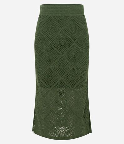 Pollera Recta Midi de Punto con Mix de Puntos en Efecto Ganchillo 5