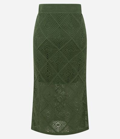 Pollera Recta Midi de Punto con Mix de Puntos en Efecto Ganchillo 7