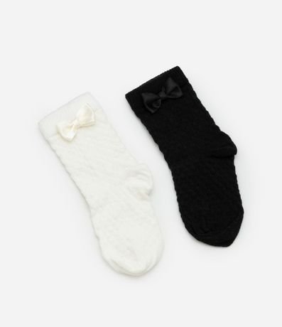 Kit 02 Medias Infantiles Texturizadas con Moña - Talle 0 a 12 meses 1