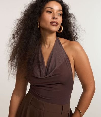 Body Frente Única en Tule con Escote Degagê