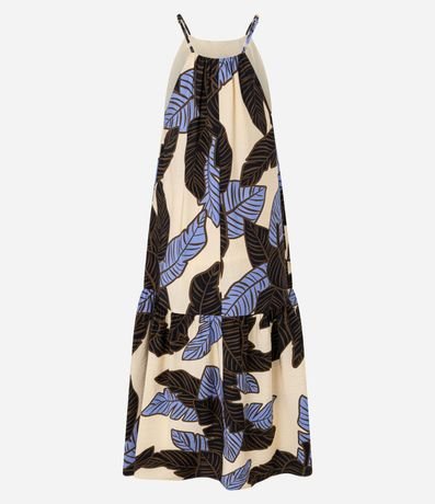 Vestido Evasê Frente Única en Viscosa con Estampa Follaje 9