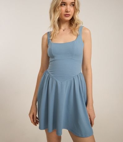 Vestido Evasê en Viscosa con Ponto Roma y Pliegues 2