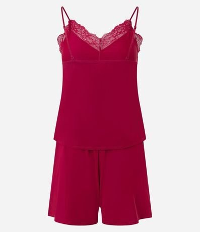 Pijama Short Doll Bretel Fino en Poliamida con Detalles en Encaje 7