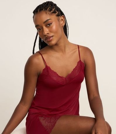 Pijama Short Doll Bretel Fino en Poliamida con Detalles en Encaje 2