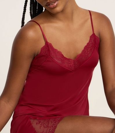 Pijama Short Doll Bretel Fino en Poliamida con Detalles en Encaje 3